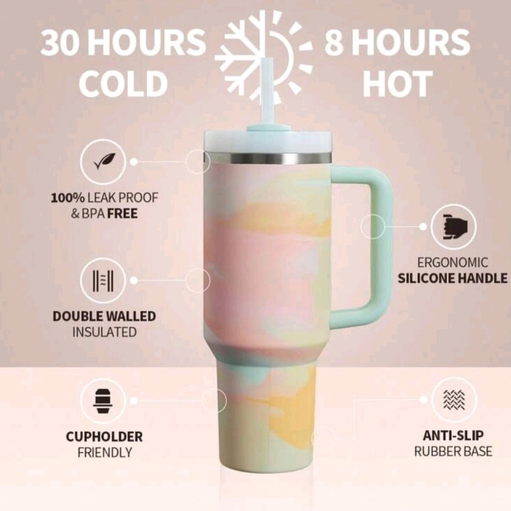 New Stanley Pastel Rainbow 40 Oz. Insulated Tumbler - Picture 2 of 6